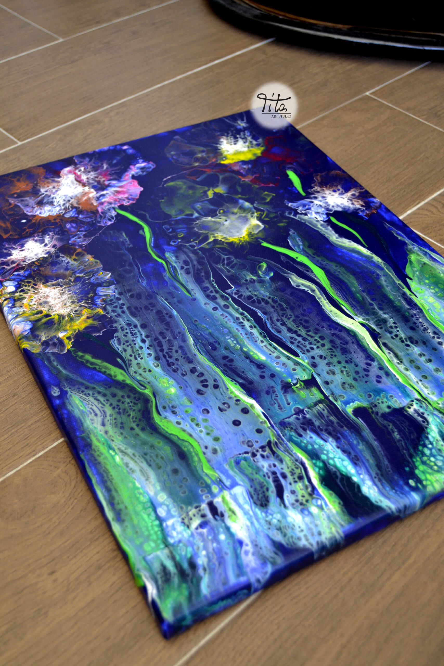 Fluid Art su tela con vernice Craft Paint e Pouring-Fluid